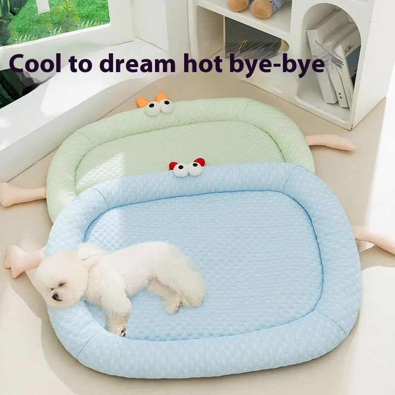 

Summer Dog Bed Cat Sleeping Cushion Puppy Nest Small Medium Large Ice Silk Cool Mat Cooling Kennel Bed 1 Pcs