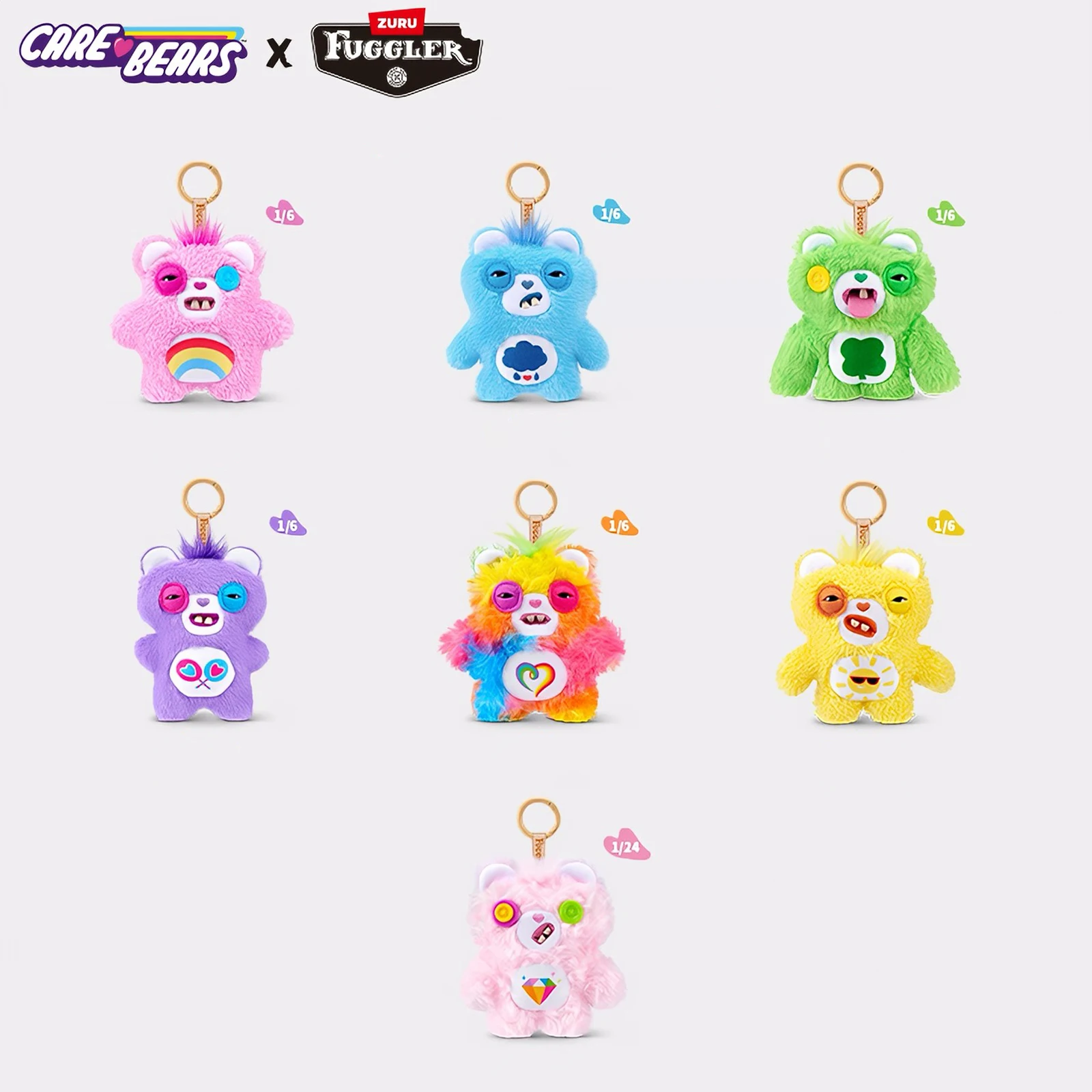 

Fuggler Care Bears Keychain Doll Blind Box Color Plush Teeth Monster Ugly Cute Mystery Box Key Ring Kids Birthday Gift 12cm Toy