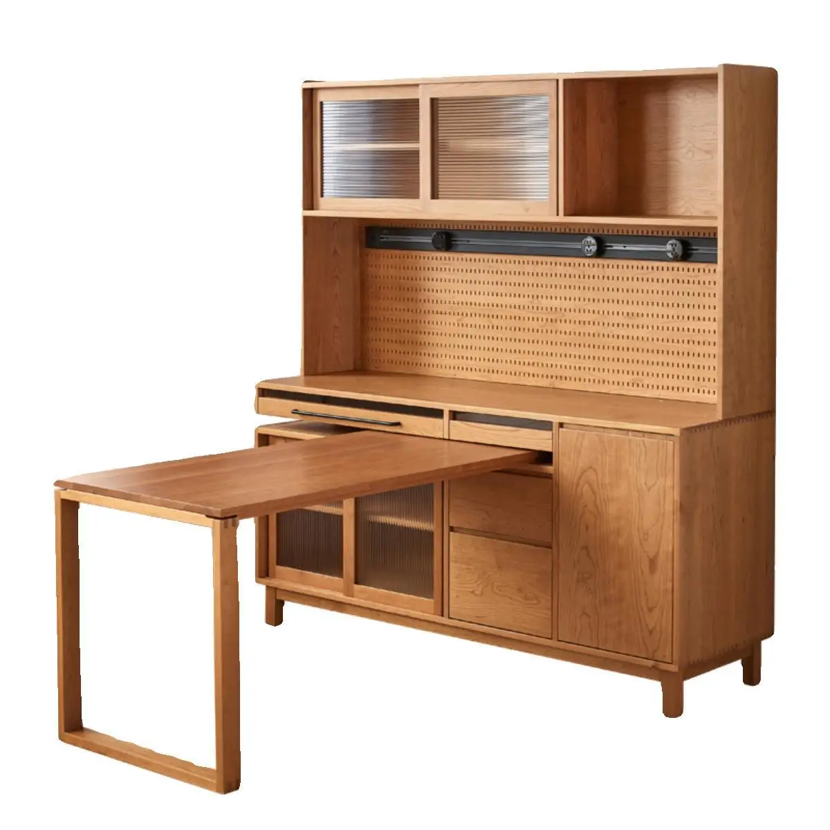 

Североамериканский обеденный боковой шкаф из вишневого дерева, двухтактный вращающийся выдвижной журнальный обеденный стол, встроенный шкаф для ресторана