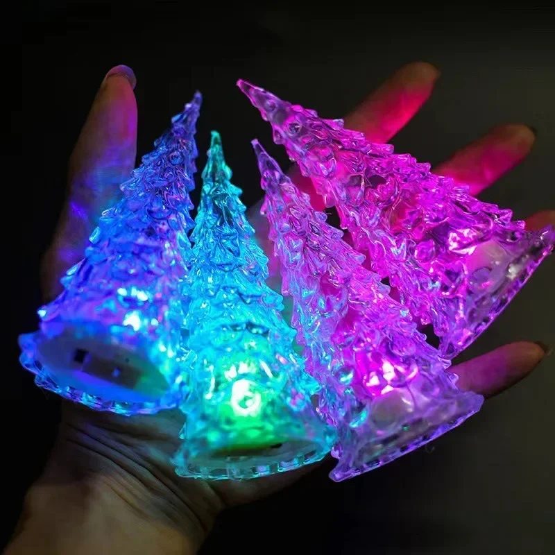 Acrylic Christmas Tree Night Light LED Luminous Xmas Trees Lights Glowing Fairy Lamps for Holiday Party Home Decoration Supplies