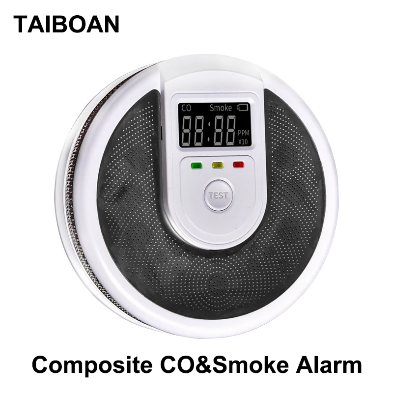 Alarme de fumaça CO 2 em 1 independente, proteção contra incêndio, detector de fumaça, sensor composto de monóxido de carbono para casa, escritório, escola