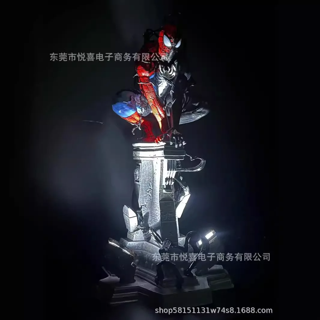 Marvel Anime Figure Peripherals Symbiotic Spider Man Venom Plug In Luminous Desktop Decoration Collect Model Trendy Toys Gifts