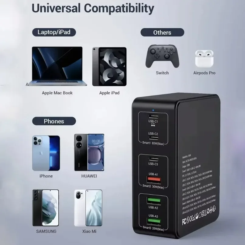120w-6-in-1-デスクトップ急速充電ステーション-pd-qc-usb-c充電ハブ-多機種対応-スマホ-ノートパソコン-家庭-オフィス-家族用