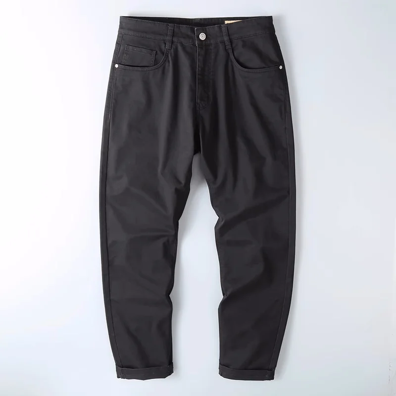 Men's Autumn/Spring Stretchable Casual Pants, Solid Color Cotton Straight Full Length Cargo Pants, Fashion All Match Pants