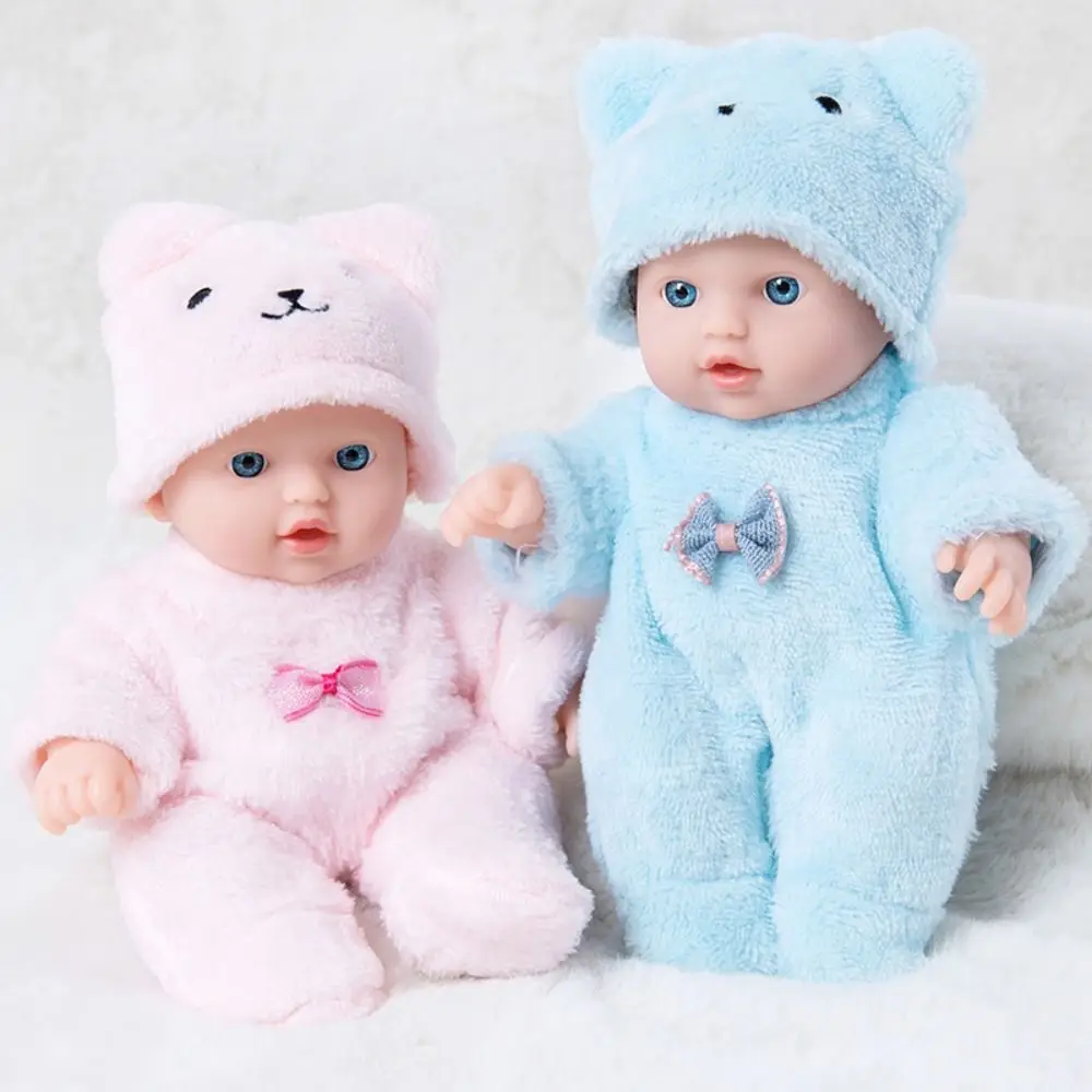 Vestiti di peluche Simulato Baby Doll Orso carino Vestiti e cappelli 20CM Bambola giocattolo Rosa e blu Realistica bambola in silicone Regalo per ragazza