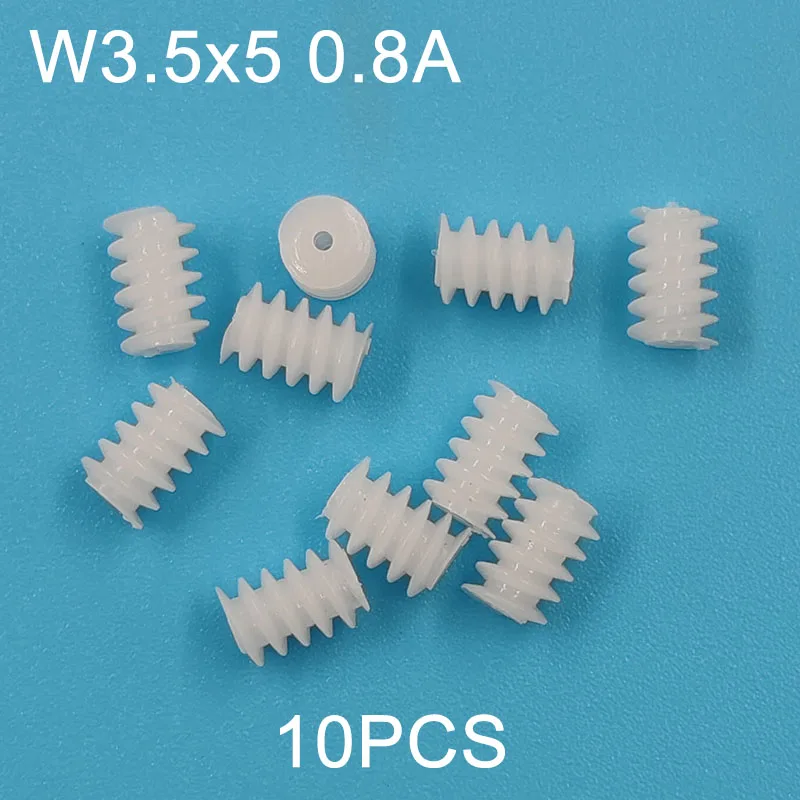 W3.5x5mm 0.8A 0.3M Worm Pinion Hole 0.75mm Plastic Helical Gear Aircraft Toy Accessories Technology Parts