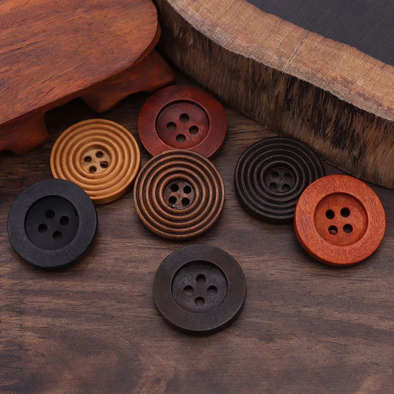 50 PCS DIY Wooden Buttons Sewing Accessories Child Clothing Needlework Shirts Decorative Buttons Handmade Crafts Kids Apparel