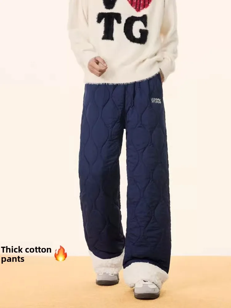 

Thiened Fce Winter Ski Pants Men's Warm Trousers with Gourd Pattern for Cold Resistant Outdoor Activities below 40 Deees