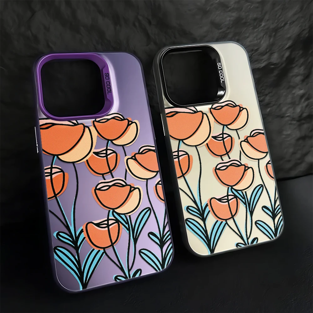Phone Cases Aesthetic - Oranje Tulp Bloem Kunst Prachtige Esthetiek
