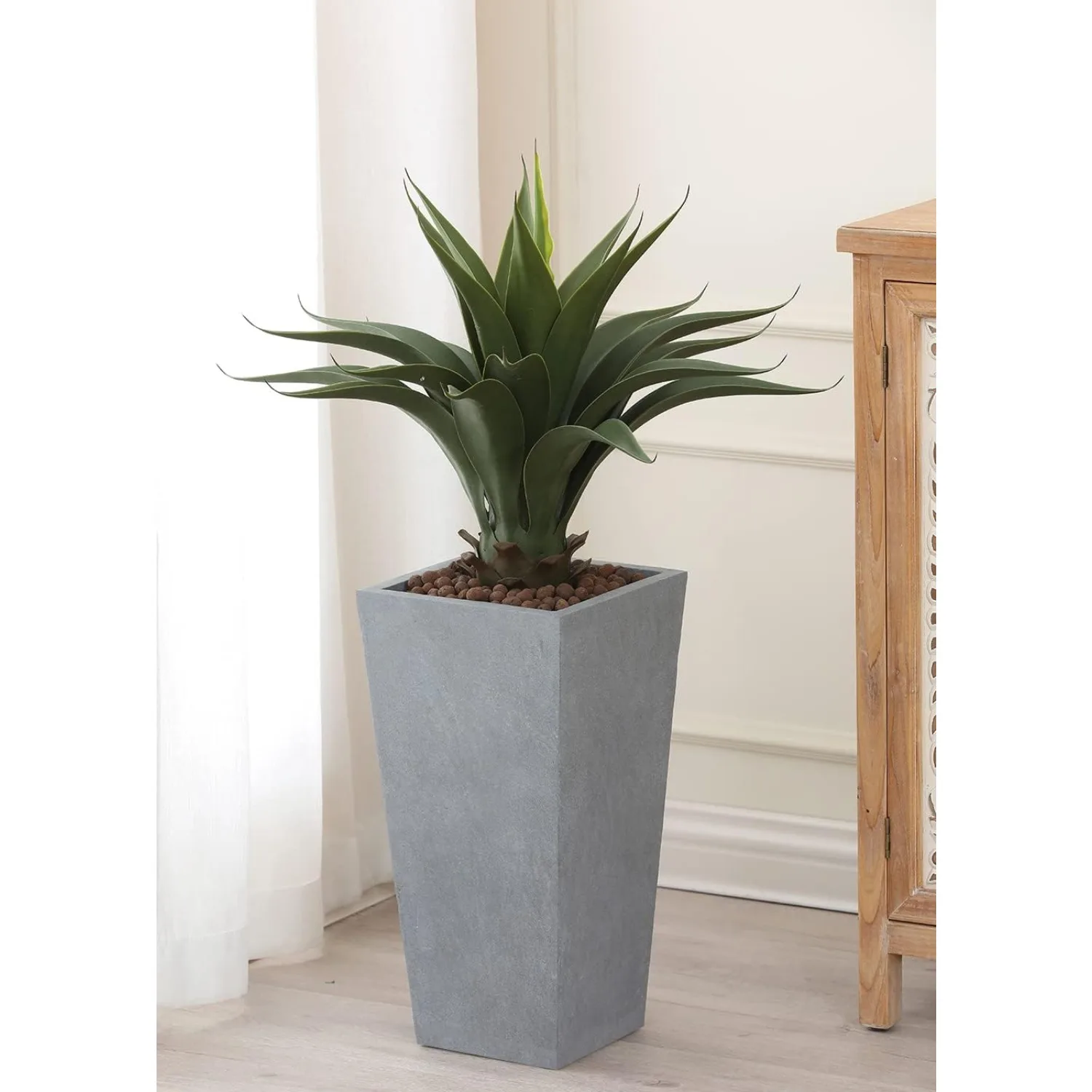 

Stone Plant Pots, Large Planters for Indoor Outdoor Plants, 24" Tall Planter for Front Porch, Flower Pots, Planting Pot