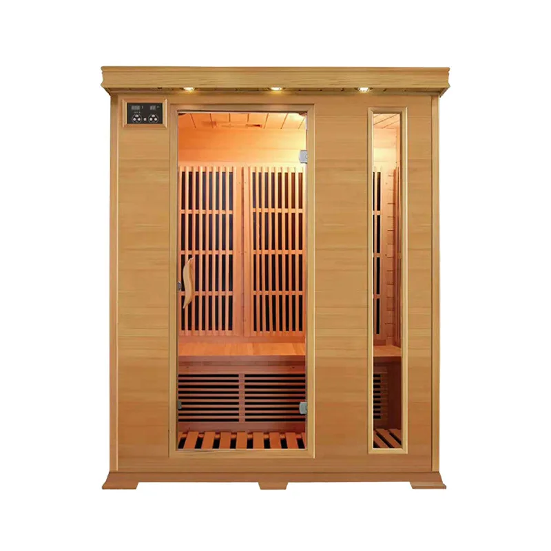Double sauna room with Canadian hemlock negative ion oxygen bar, multi-person mobile steam room