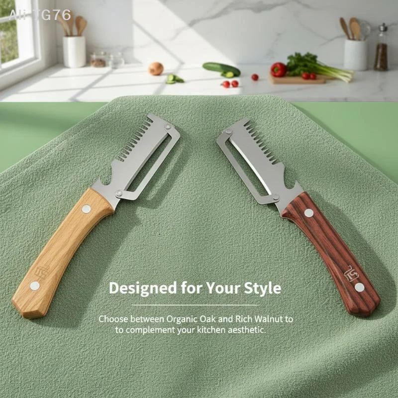 [P] 3-in-1 Serrated Peeling Knife Premium Vegetable Peeler With Scallion Shredder And Bottle Opener Kitchen Tool