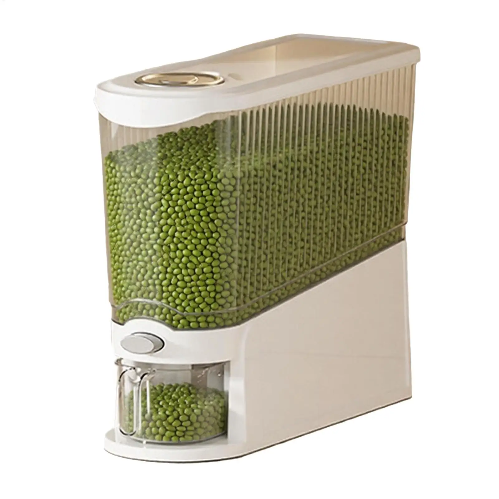 Rice Storage Dispenser 13.23lbs Capacity Press-Type Airtight Dispenser with Measuring Cup Anti-Gnat Anti-Moisture Rice Organizer