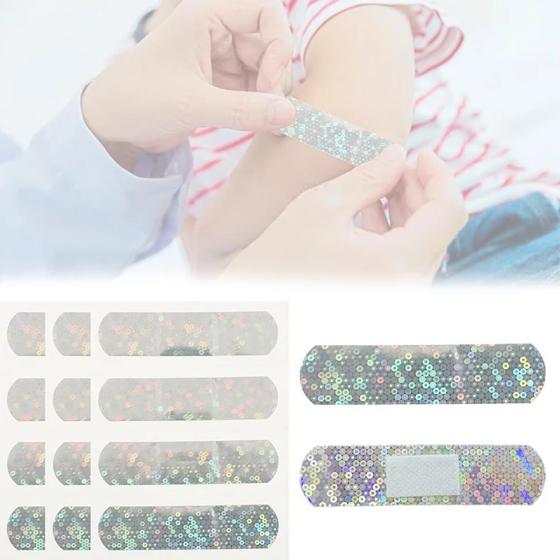 

For Wound Dressing Patch First Aid Strips Waterproof PE Adhesive Bandages 10pcs/set Holographic Color Band Aid Sticking Plaster