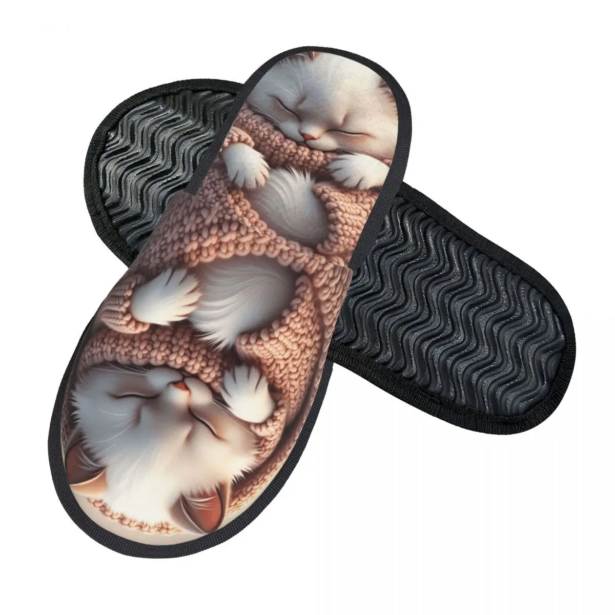 Custom Cute Cat House Slippers Women Soft Memory Foam Slip On Bedroom Slipper Shoes