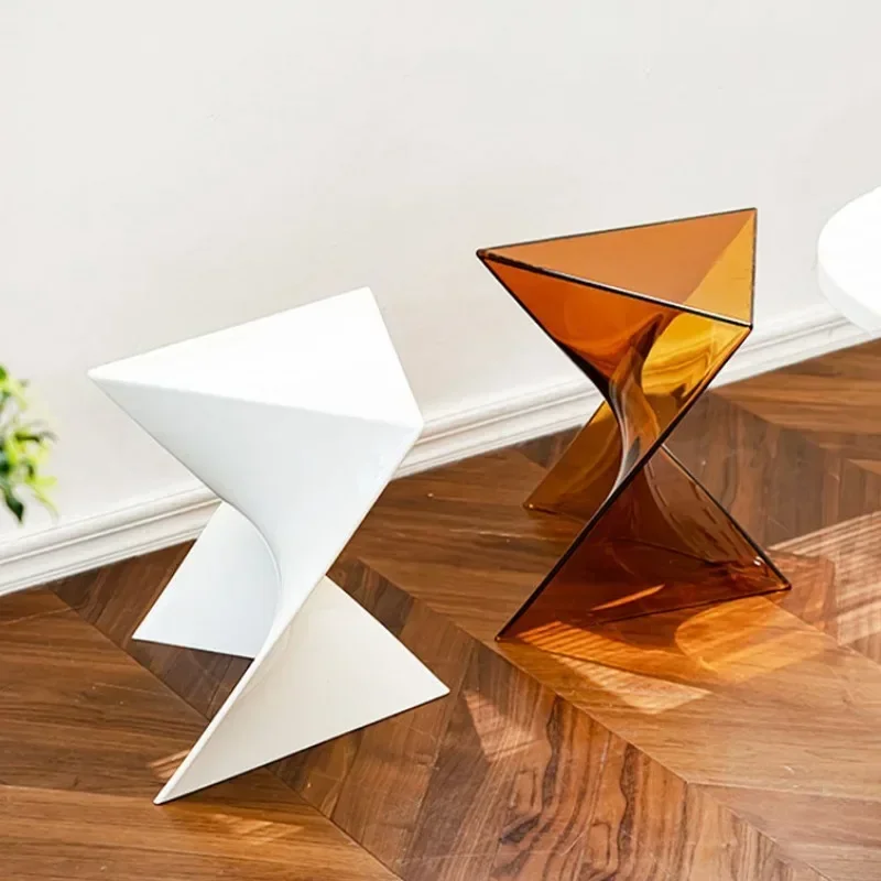 Transparent Acrylic Sofa Side Table Geometric Coffee Table Small Household Bedside Table Minimalist Lightning Shape