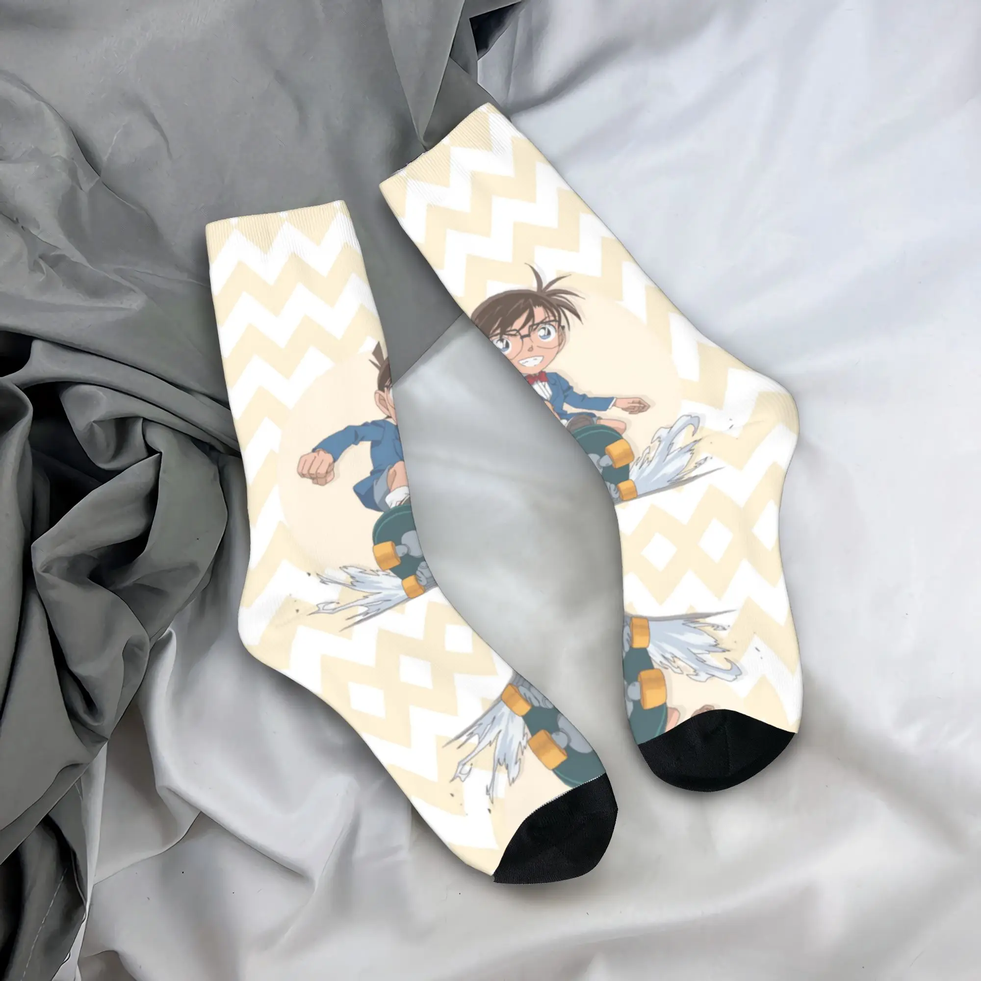 

Custom Funny Detectived Anime Conan Men Women Crew Socks Unisex Kawaii 3D Print Dress Socks