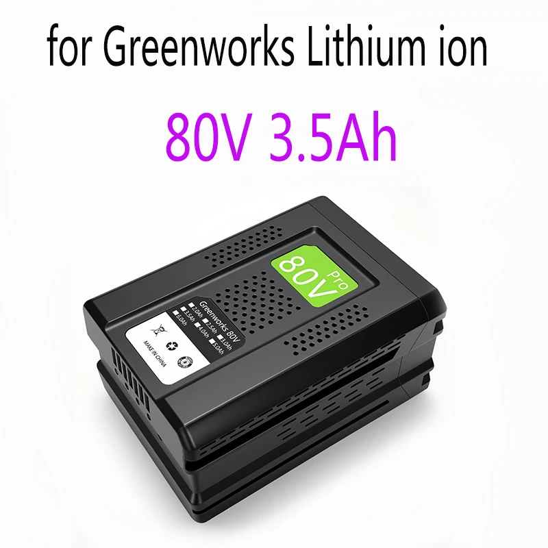 

100% 80V Replacement Rechargeable Battery for Greenworks 3.5Ah Lithium Battery for GBA80200 GBA80250 GBA80400 GBA80250 GBA80500
