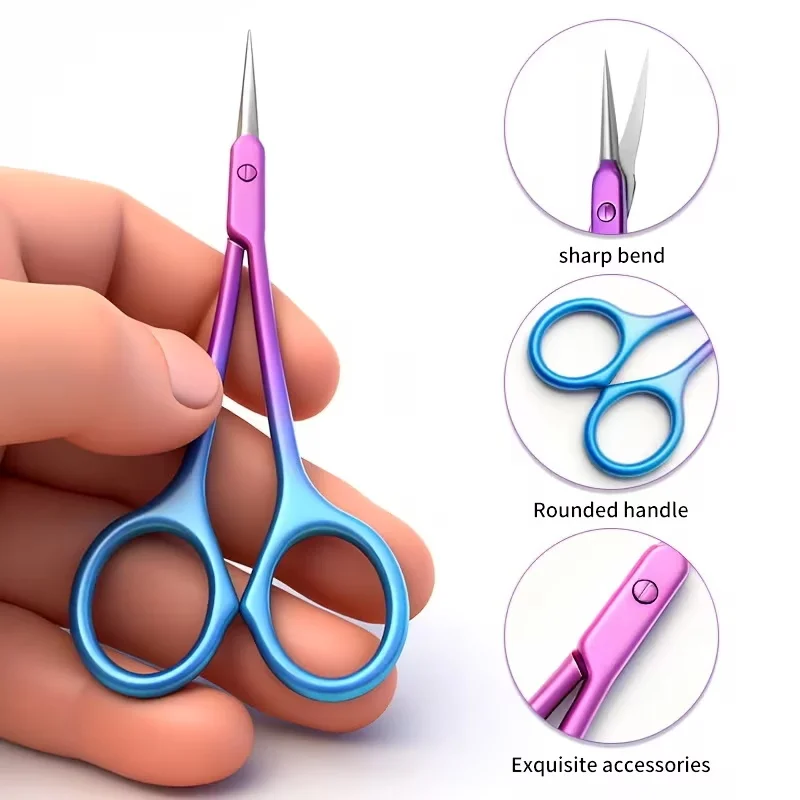 Professional Two-Handed Cuticle Scissors 1 Piece Ultra Sharp Stainless Steel Nail Clipper with Curved Tip for Precise Removal
