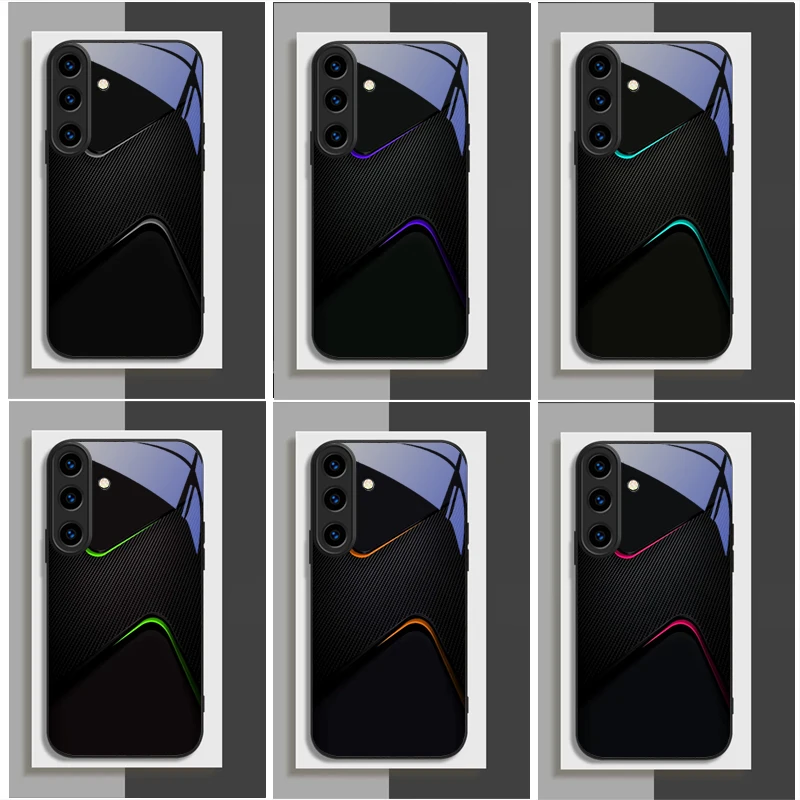 Dark Night Carbon Pattern Suitable For Samsung Galaxy S26 Ultra S20 FE S21 S22+ S23Plus S24 S25 Edge magnetism Glass Phone Casee