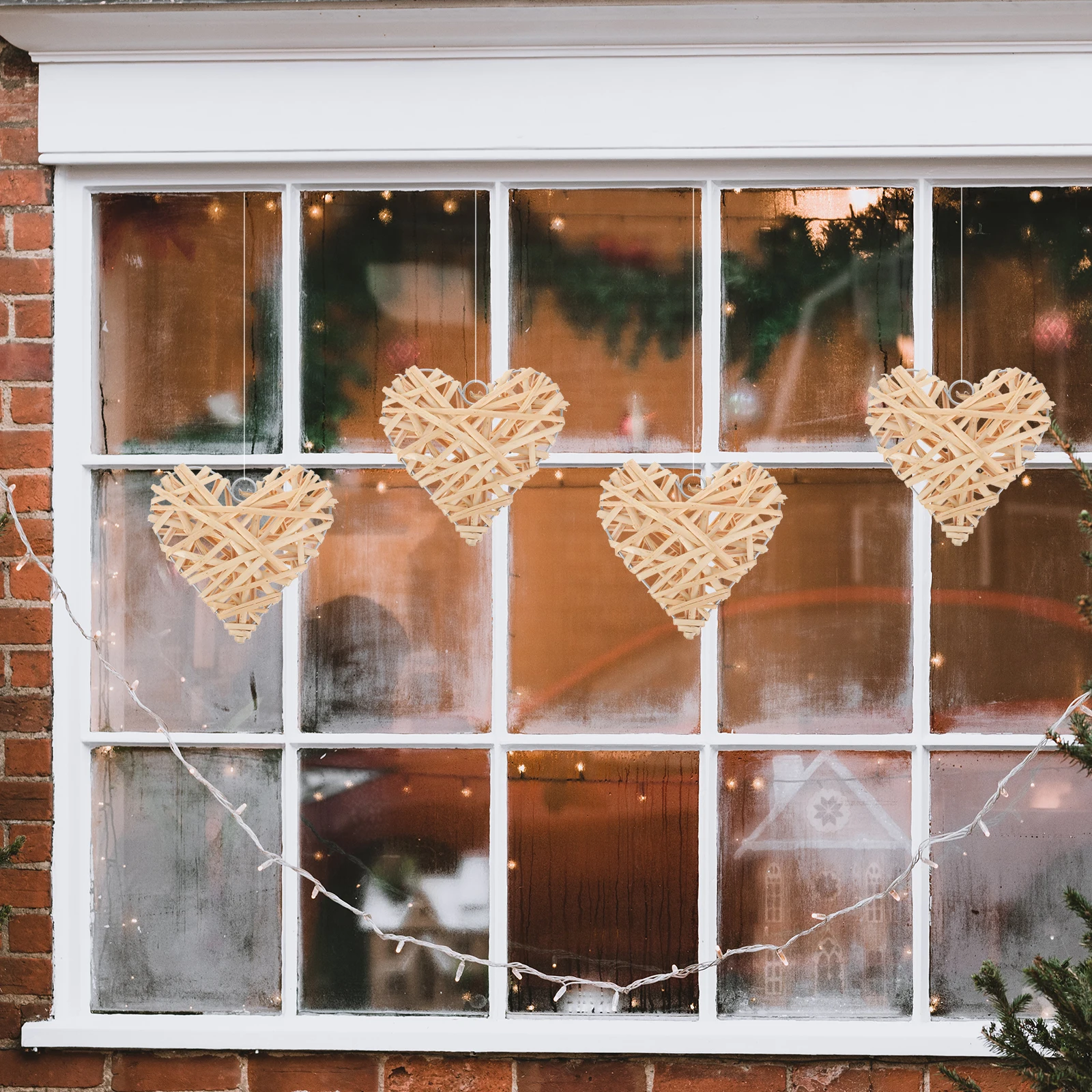 

3PCS Heart Shaped Willow Decor Romantic Hanging Props for Valentines Day Wedding Party Home Wall Decor Valentine Pendant