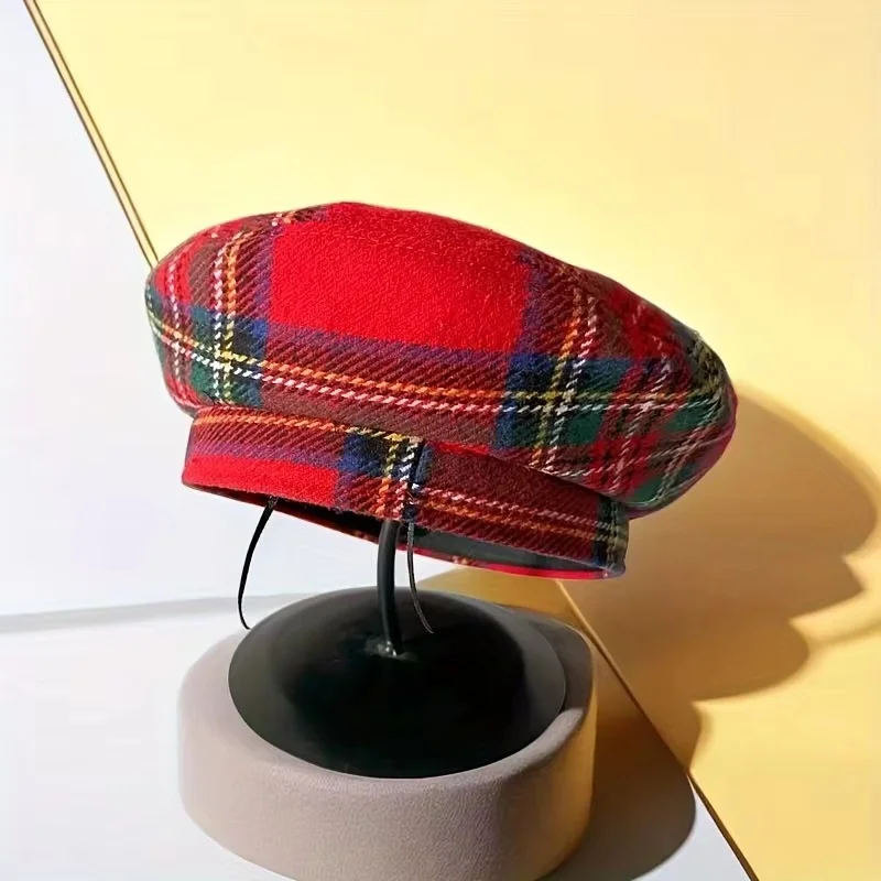 HongLuan zoet geruit patroon baret en krantenjongenspet vrouw, cosplay vrouwelijke accessoires