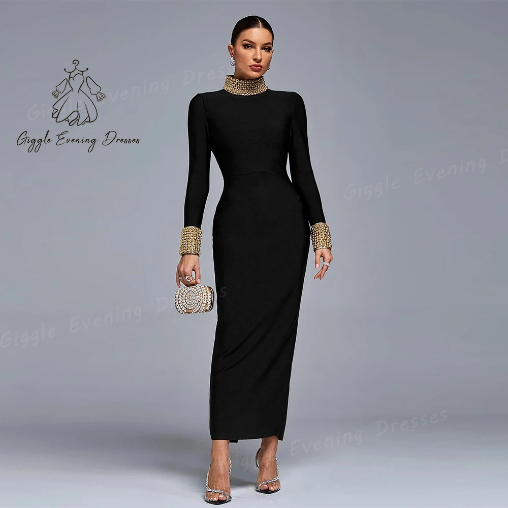 Giggle O-Neck Luxury Beads Crepe elegant prom dress fairy Close-fitting Ankle-Length Saudi evening dresses ladies wedding 2024