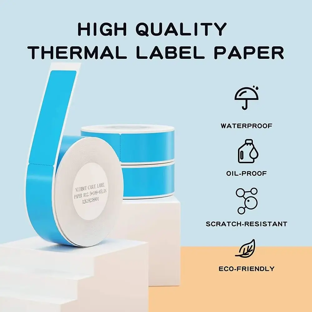 65Pcs/Roll Self Adhesive Cable Laber Paper Waterproof Mini Thermal Cable Sticker Portable Smart Printer Sticker