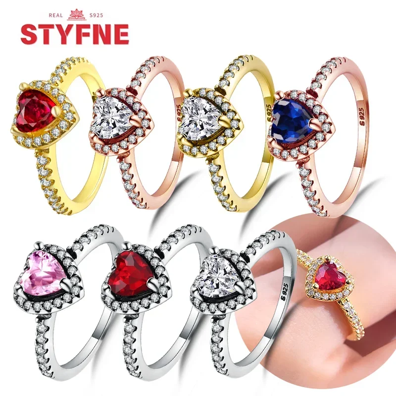 

925 Sterling Silver Heart Series Rings Simple Luxury Exquisite Women's Classic Shining Charm for Women Jewelry Festival Gift