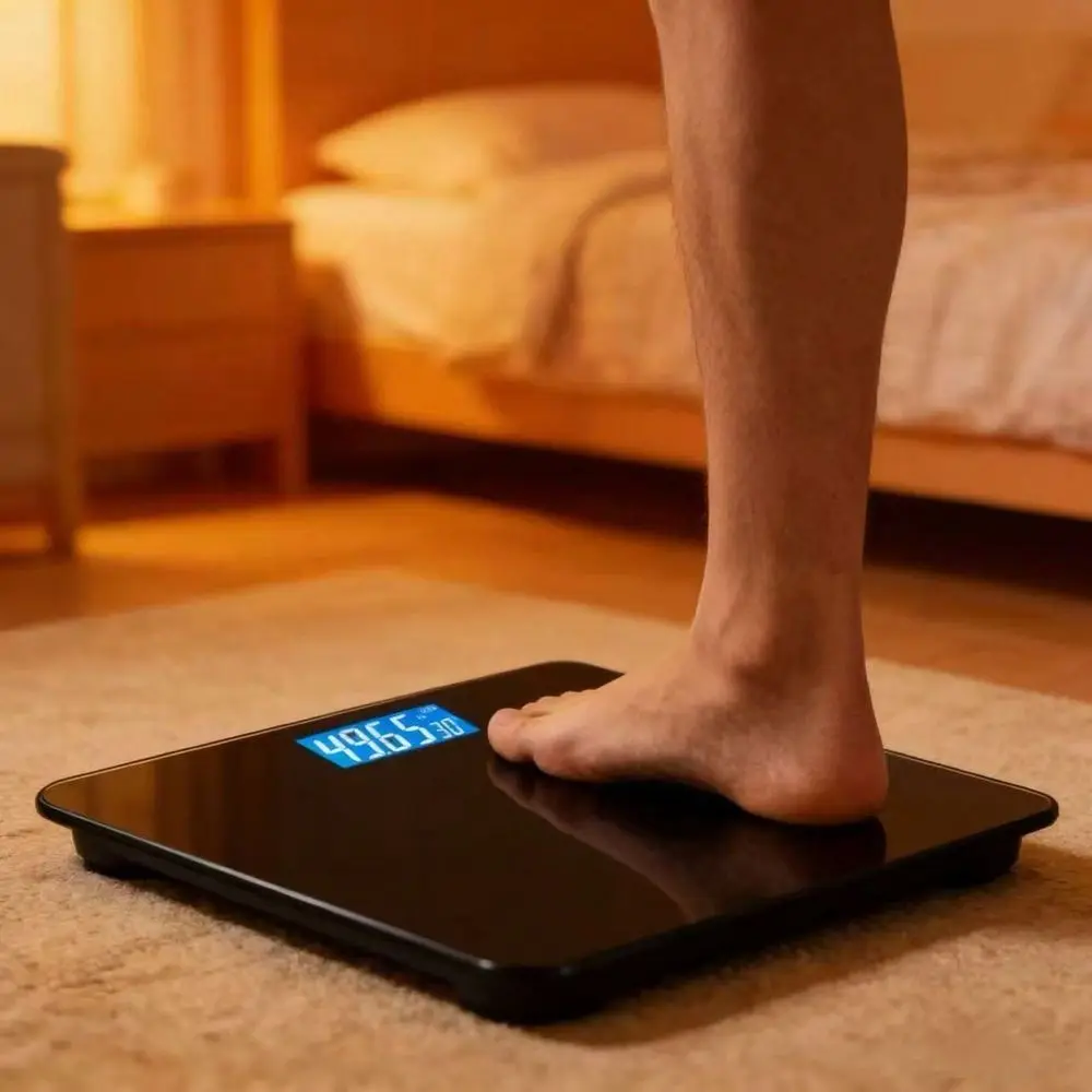 1pc Smart Digital LED Body Weight Scale, Max Capacity 180kg, 4-Point Precise Sensors, Glass Panel, Temperature Measurement, Home/Dorm Use