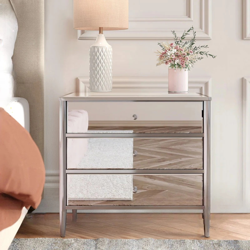 The product can be customized.Modern mirror bedside table European-style sofa with a few simple lockers storage cabinets bedside