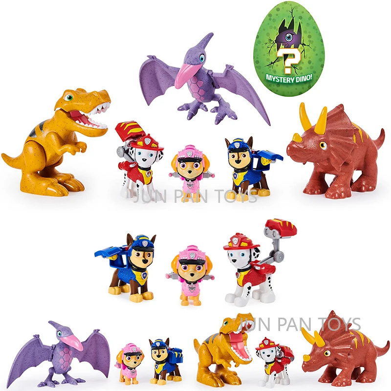 Original Paw Patrol The Mighty Movie Figures Toys Collectible Pups Figure Gift Pack Set 10th All Paws Dino Rescue Boy Toys Gift