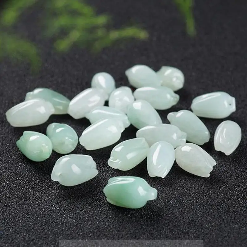 

13*8mm Myanmar Jades Flower Beads For Jewelry Making Diy Bracelet Necklace Burma Jadeite Hand-carved Magnolia Bead Accessorie