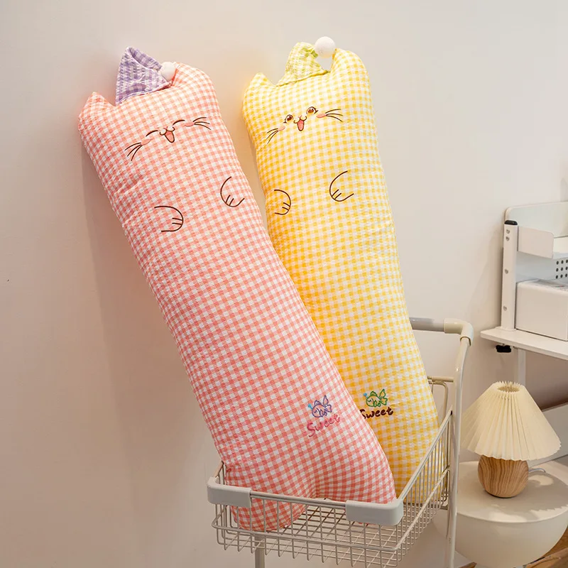 Leuke Lange Kat Knuffels Kawaii Kat Nachtkastje Kussen Rustgevend Gevuld Kussen Verjaardagscadeau voor Kinderen Kawaii Room Decor