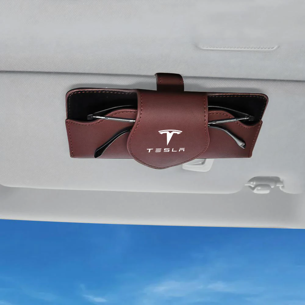 Car Sun Visor Glasses Box Holder Sunglasses Storage Clip Accessories For Tesla Model 3 Y S X 2017-2023 Roadster SpaceX Coil Mod