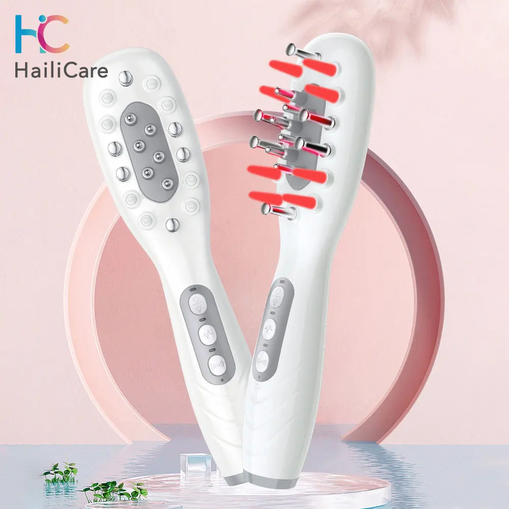 LED Red Light Therapy Electric EMS Massage Comb Hair Growth Applicator Anti-Hair Loss Head Massage Scalp Treatment Hair Brush