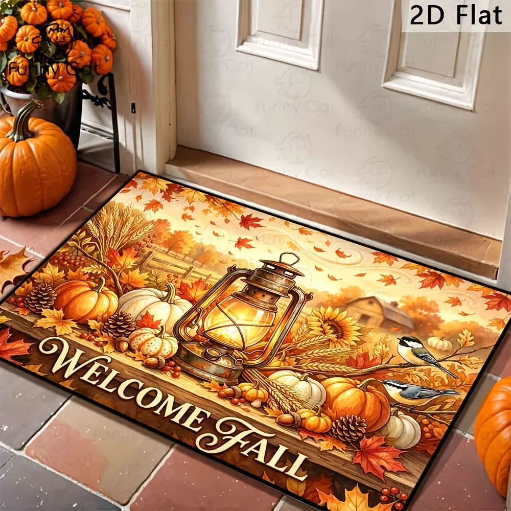 2d Printed Dark Blue Winter Gnome Drinking Cocoa Doormat Non Slip Entrance Rug For Christmas Holiday Home Decor Gift