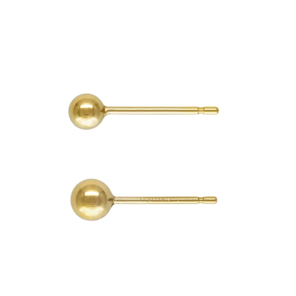 

2 Pairs 14K Gold Filled Ball Earring Posts w/ Backs for Jewelry Making 2mm 3mm 4mm 5mm