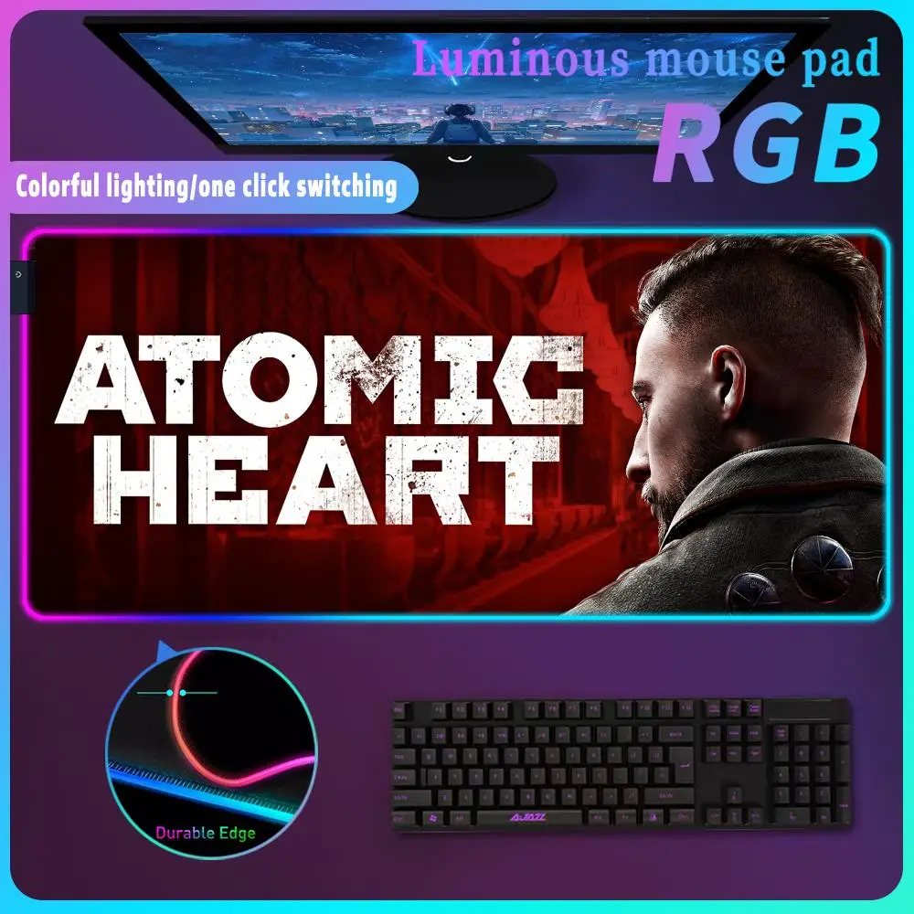 Atomic Heart  Large Rgb Keyboard Accessory Desk pad Computer Mat Mouse Pad Anime Mousepad Gamer Table Office  Lock Edge Carpets