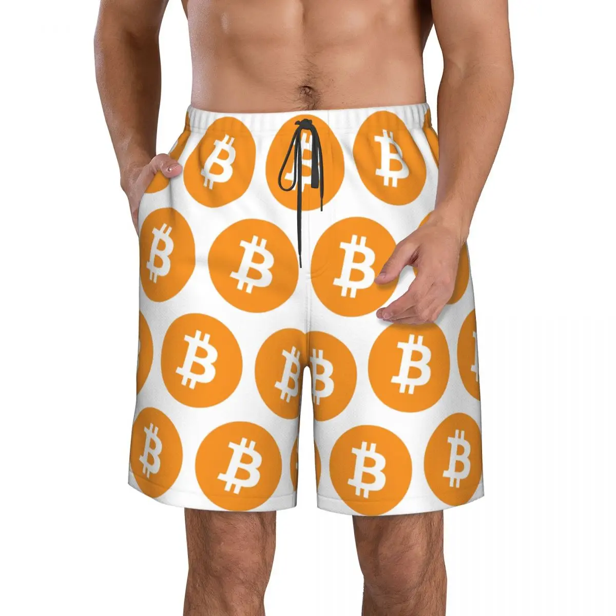 Bitcoin Logo Hat Bitcoin Cryptocurrency Crypto Trunks Beach Board Shorts Casual Quick Dry Swim Summer Men Pants
