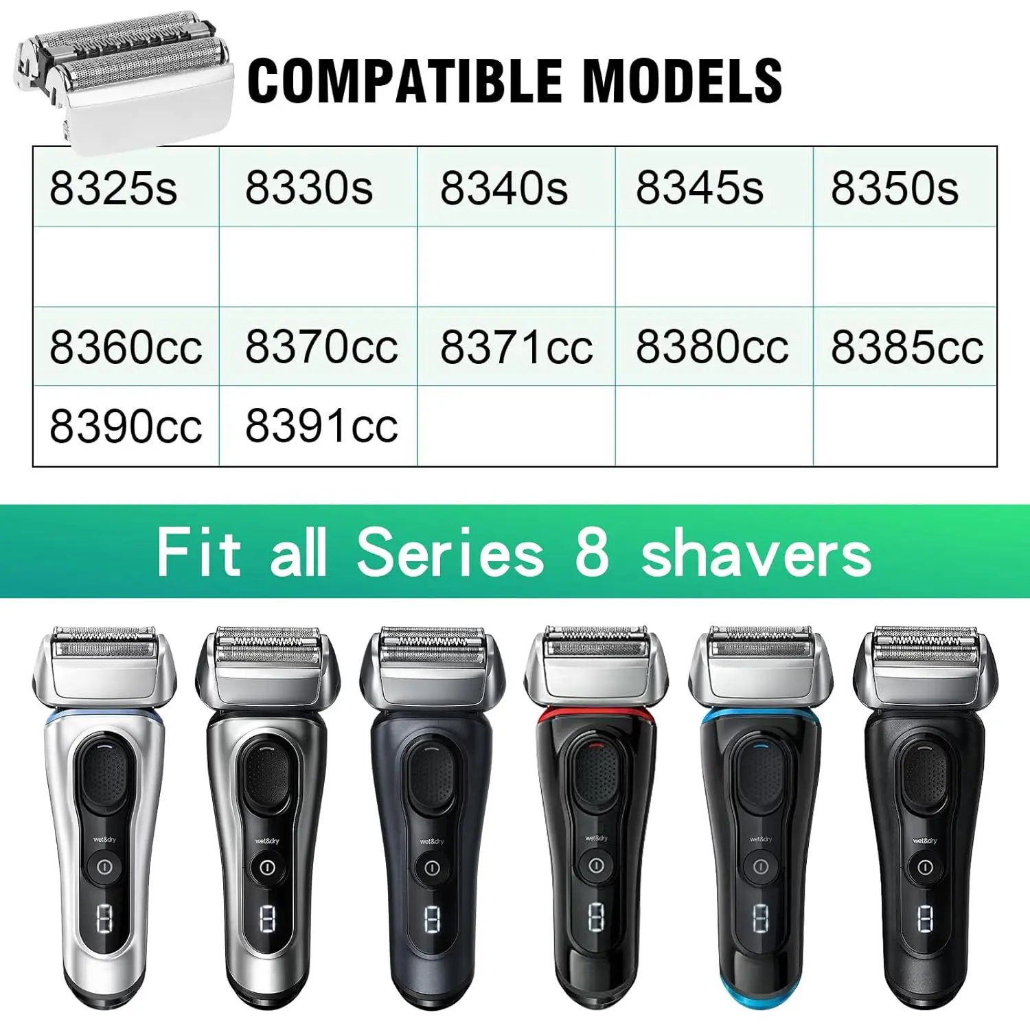 Braun S8 Premium Shaver Head Replacement for Model 8370Cc - Improved Cutting Efficiency & Smooth Shaving Experience - Image 4