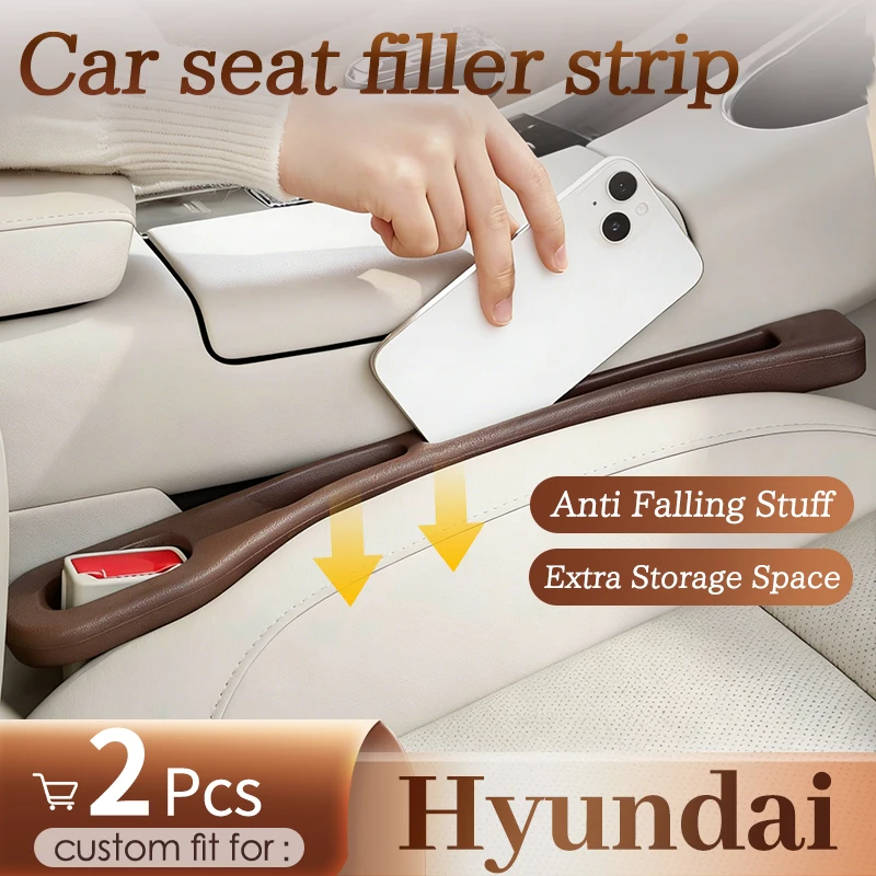 Tira de relleno para huecos de coche Hyundai, tira de almacenamiento para el hueco del asiento lateral, compatible con teléfonos y llaves, diseño anticaída, ajuste perfecto para la ranura del asiento