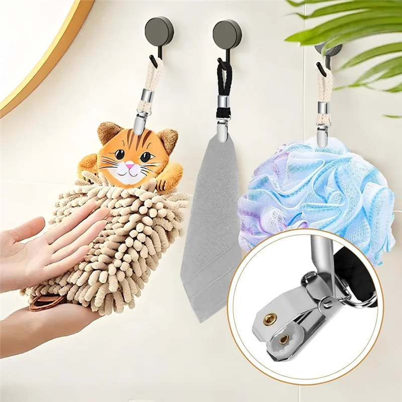 ABKW-مشابك منشفة بخطاف، 10 قطع شماعات للمناشف، للمنازل وخزانة الحمامات وشماعات المناشف بدون مشابك خياطة #2