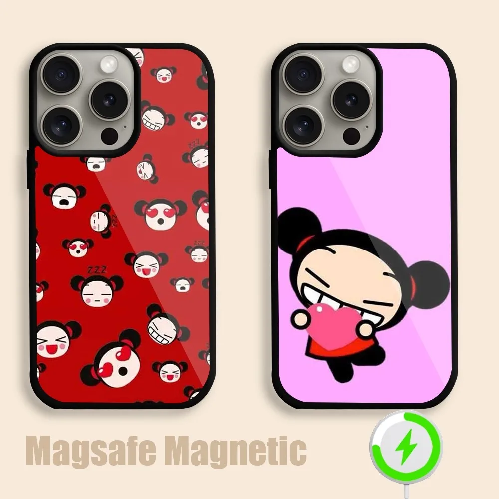 Cartoon Pucca G-Garu  Phone Case For iPhone 15 14 13 12 11 Pro Max Plus Magsafe Magnetic Wireless Charging Cover