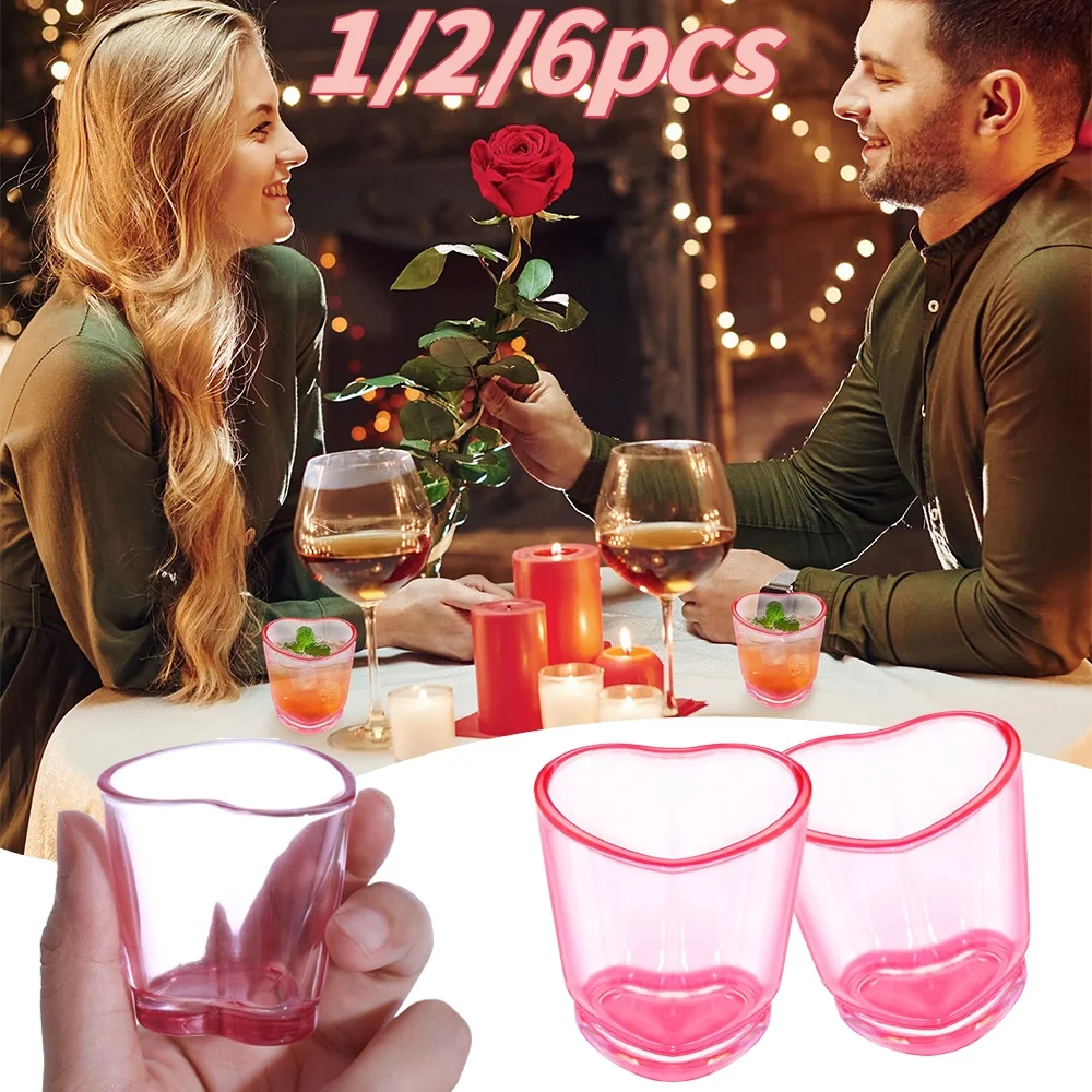 1-6 stücke Herzförmige Wein Glas Kunststoff Mini Wein Glas Küche Esszimmer Bar Utensil Für Party Valentinstag weihnachten Dekoration