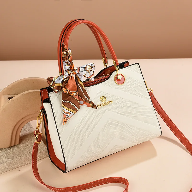 

Ladies' handbag, fashionable embossed elegant silk scarf, large capacity simple shoulder bag