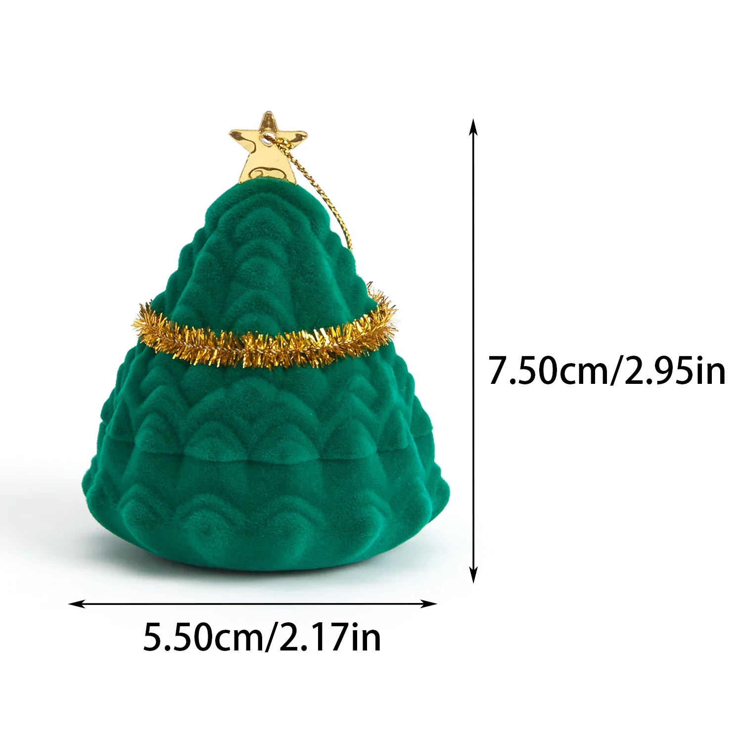 

2024 Popular Green Christmas Tree Jewelry Box Delicate Flocking Box for Ring Pin Necklace New Year Christmas Party Presents