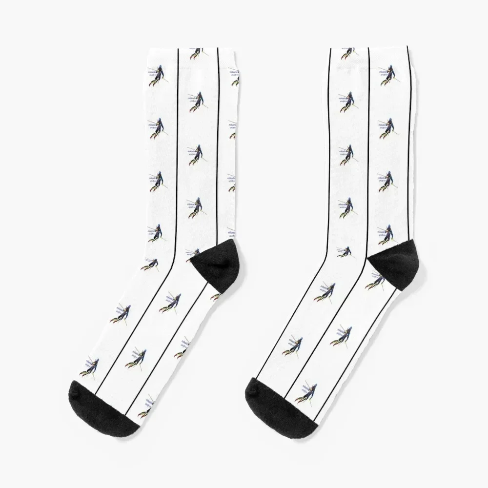 

Mikaela Shiffrin Graphic Socks golf FASHION Running snow Socks For Men Women's