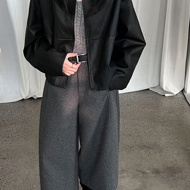 سراويل شتوية رائجة البيع لعام 2025 من الصوف السميك ثلاثية الأبعاد فضفاضة وراقية واسعة الساق للنساء #3