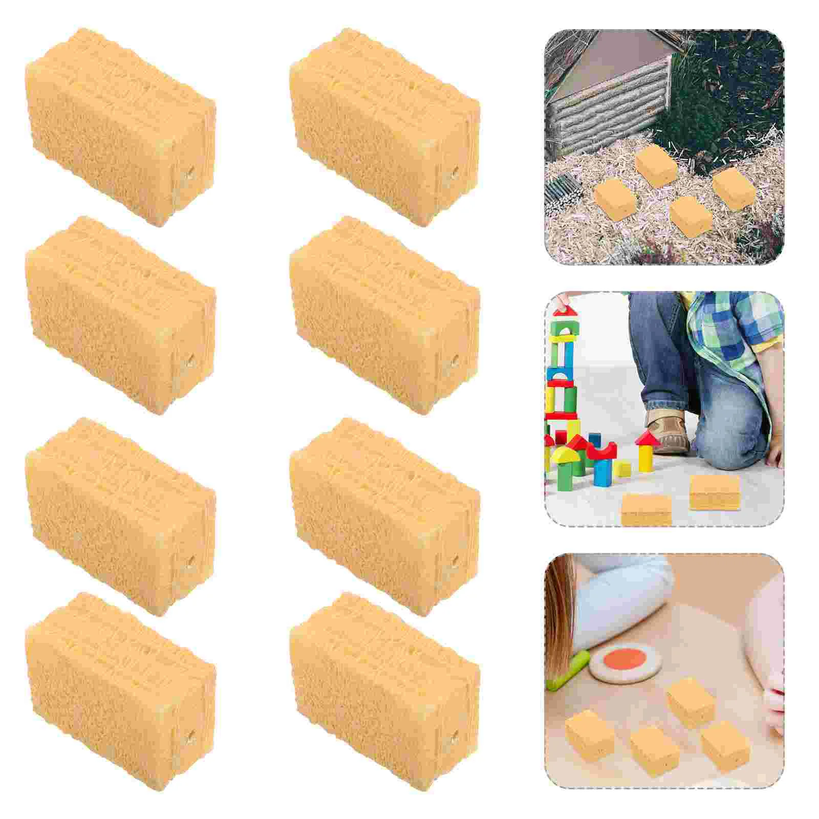 

50 Pcs Animal Food Bag Model Toy Mini Hay Bales for Crafts Haystack Scene Accessories Plastic Farm Playset Items